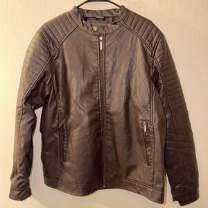 Men's Black Quilted Faux Leather Jacket